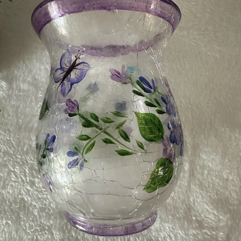 Floral Hand Painted Glass Vase